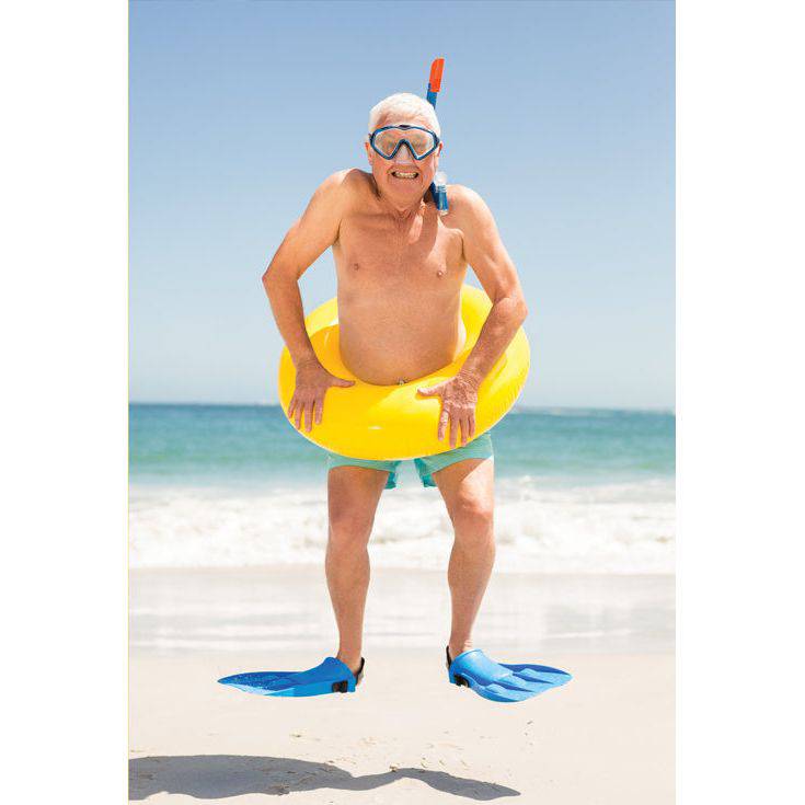 Colorful Snorkle Guy birthday card from Pictura featuring a cheerful underwater scene and playful design, perfect for celebrations.